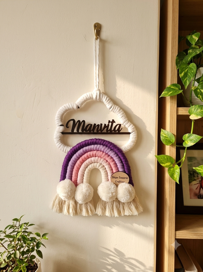 Macrame - Rainbow Nameplate / Car Charm