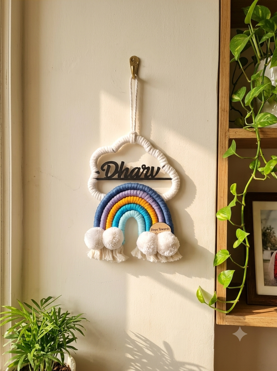 Macrame - Rainbow Nameplate / Car Charm