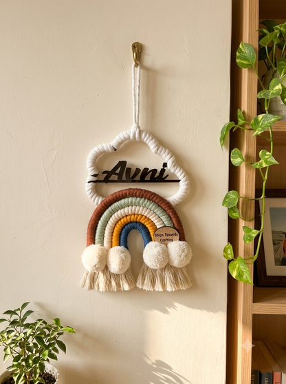 Macrame - Rainbow Nameplate / Car Charm