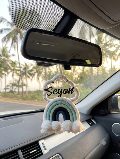 Macrame - Rainbow Nameplate / Car Charm