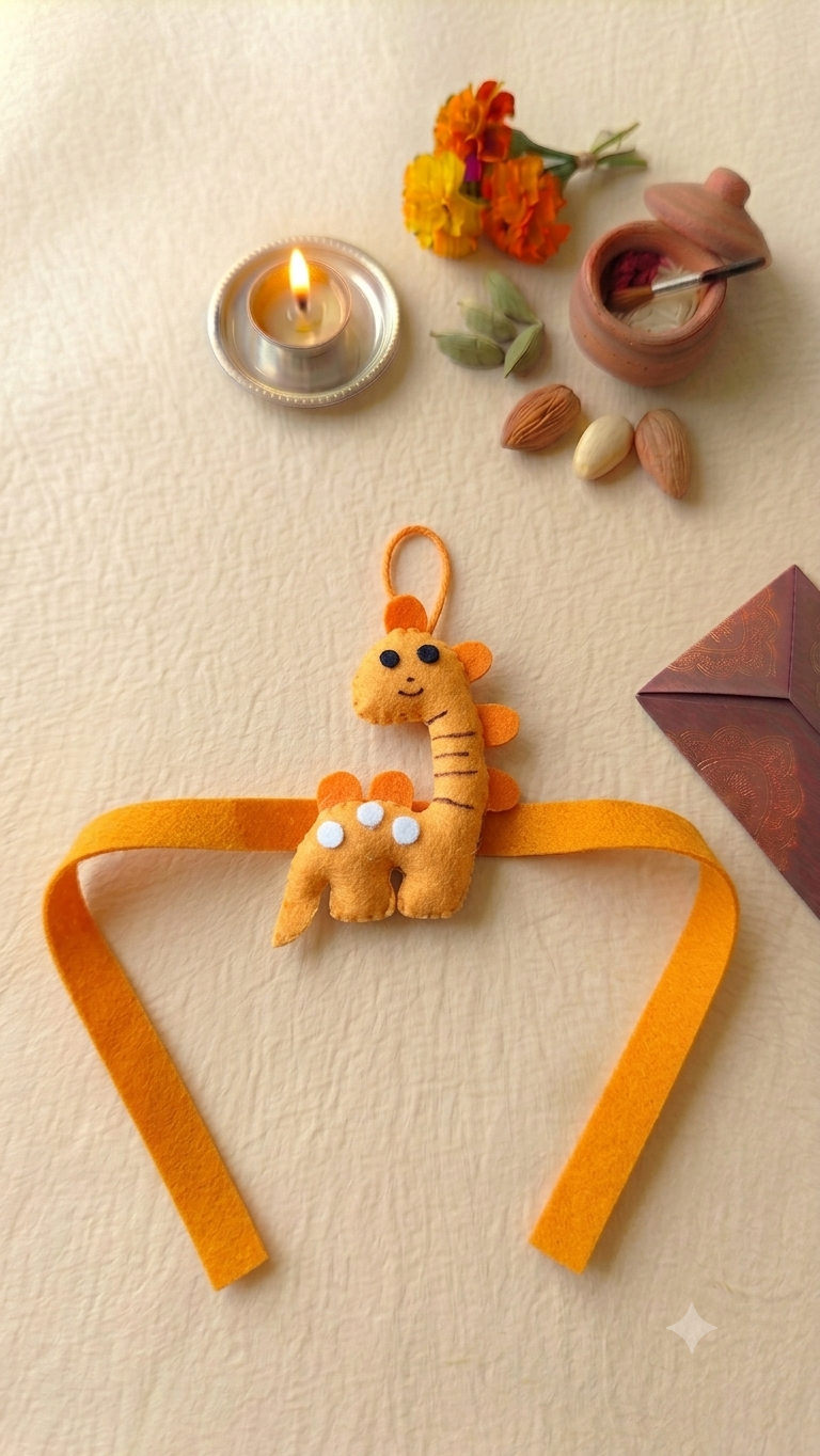 Felt - Brontosaurus Dinosaur Rakhi for kids