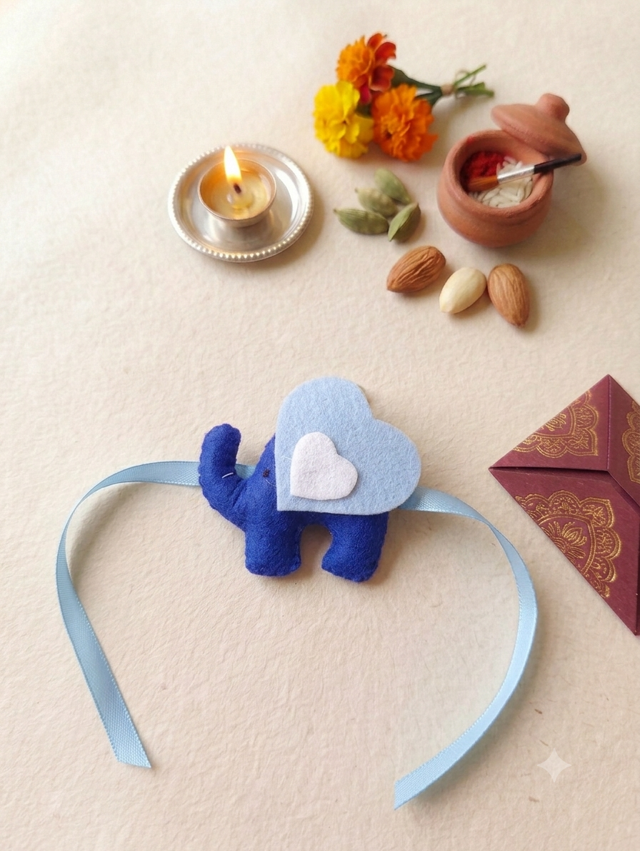Felt - Elephant with Heart Rakhi for kids