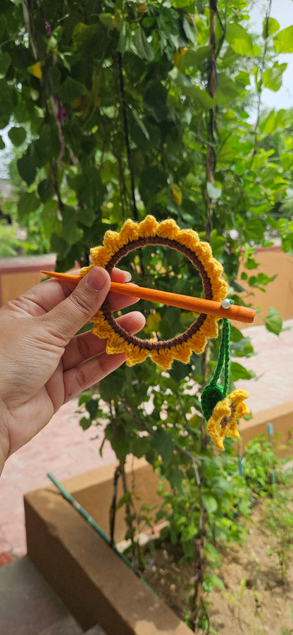 Crochet Hair Bun Stick - Sunflower