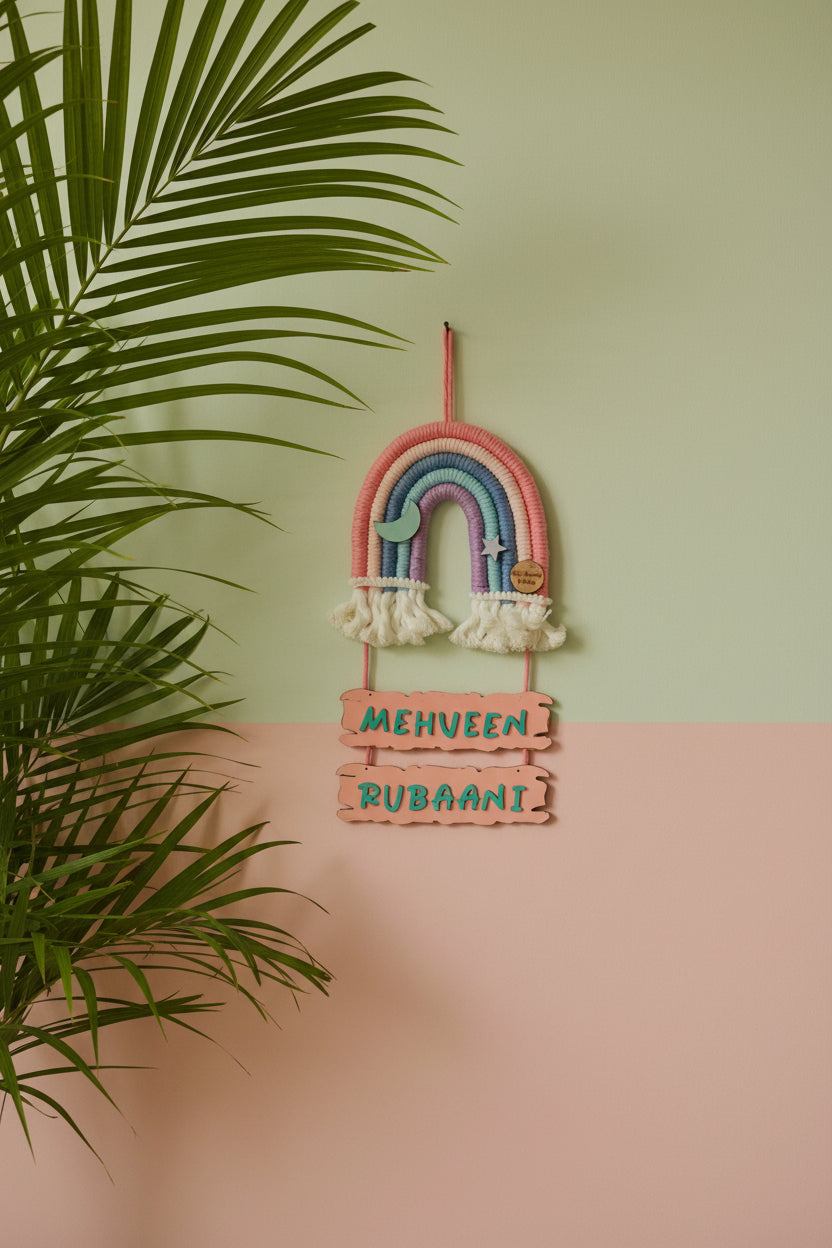 Macrame Nameboard - 5 Layer Mini Rainbow