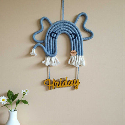 Handmade Macrame Elephant Nameplate - Nursery Wall Art
