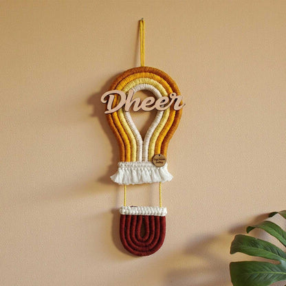 Handmade Macrame Hot Air Balloon Nameplate - Kids Room