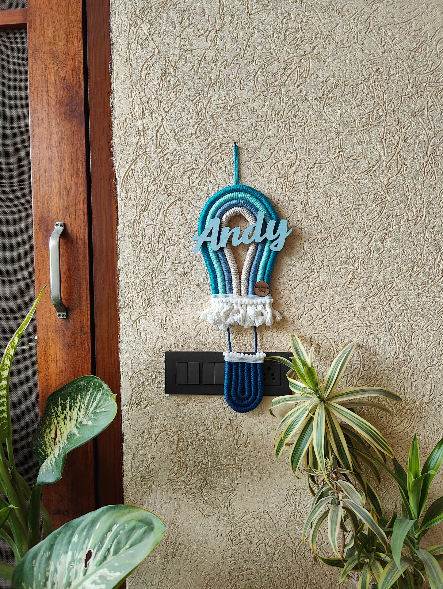 Handmade Macrame Hot Air Balloon Nameplate - Kids Room