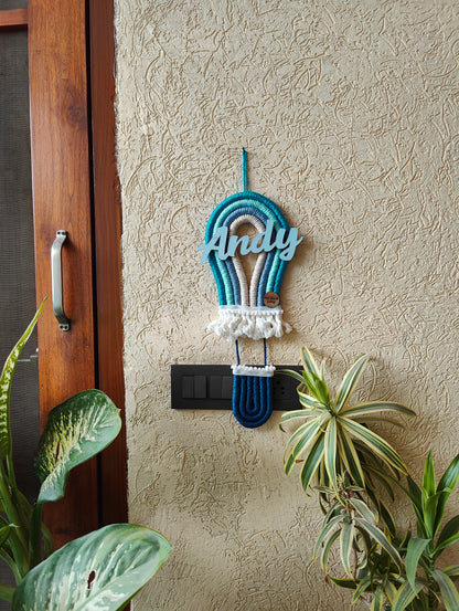 Handmade Macrame Hot Air Balloon Nameplate - Kids Room