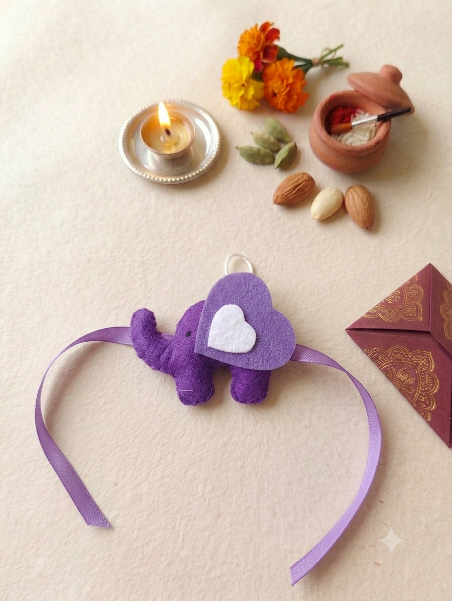 Felt - Elephant with Heart Rakhi for kids