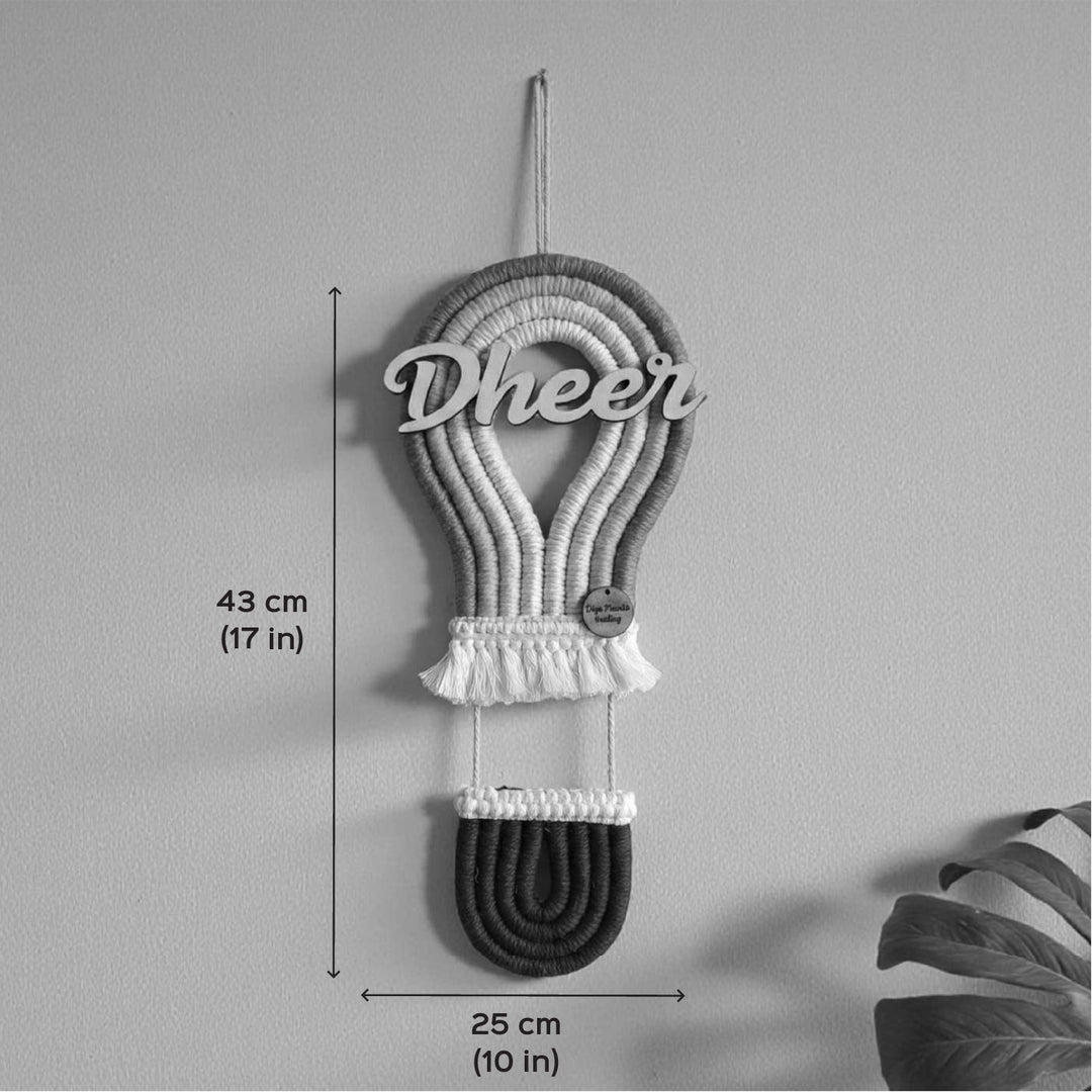Handmade Macrame Hot Air Balloon Nameplate - Kids Room