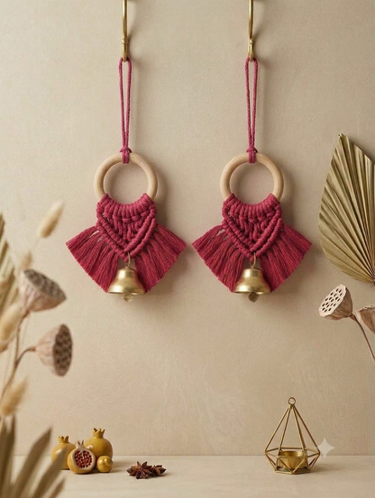 Macrame Metal Bells Hanging - Set of 2