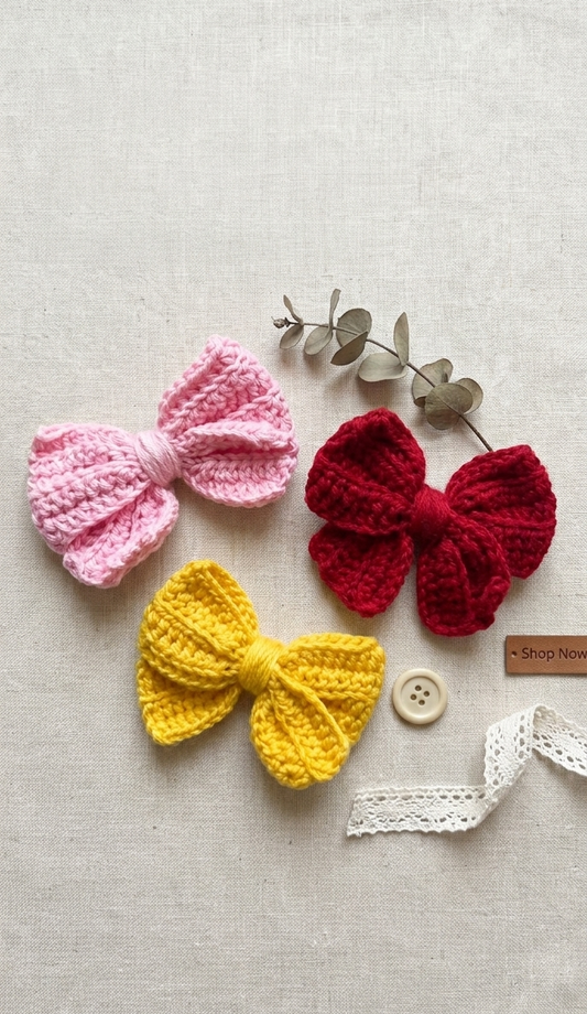 Crochet Hair Clip - Bow